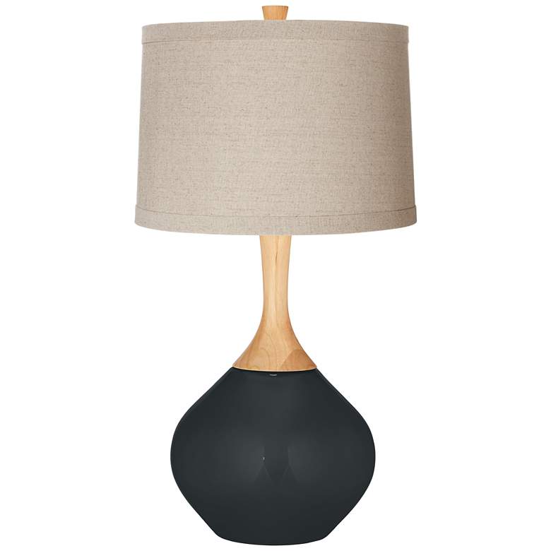 Image 1 Color Plus Wexler 31" Beige Linen Shade Black of Night Table Lamp