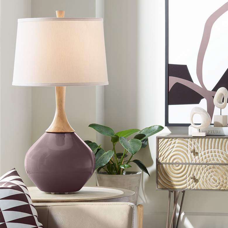 Image 1 Color Plus Wexler 31" Fog Linen Shade Poetry Plum Purple Table Lamp