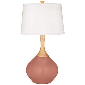 Image2 of Color Plus Wexler 31" Fog Linen Shade with Rojo Dust Table Lamp