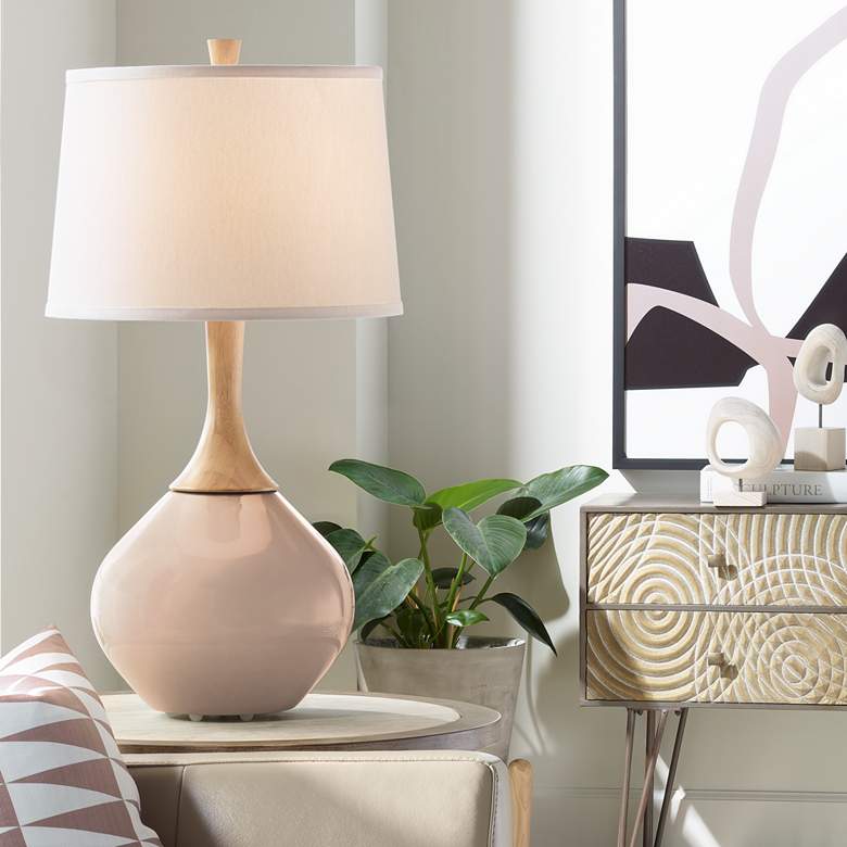 Image 1 Color Plus Wexler 31" High Fog Linen Shade Italian Coral Table Lamp