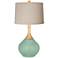 Color Plus Wexler 31" High Linen Drum Shade Grayed Jade Table Lamp