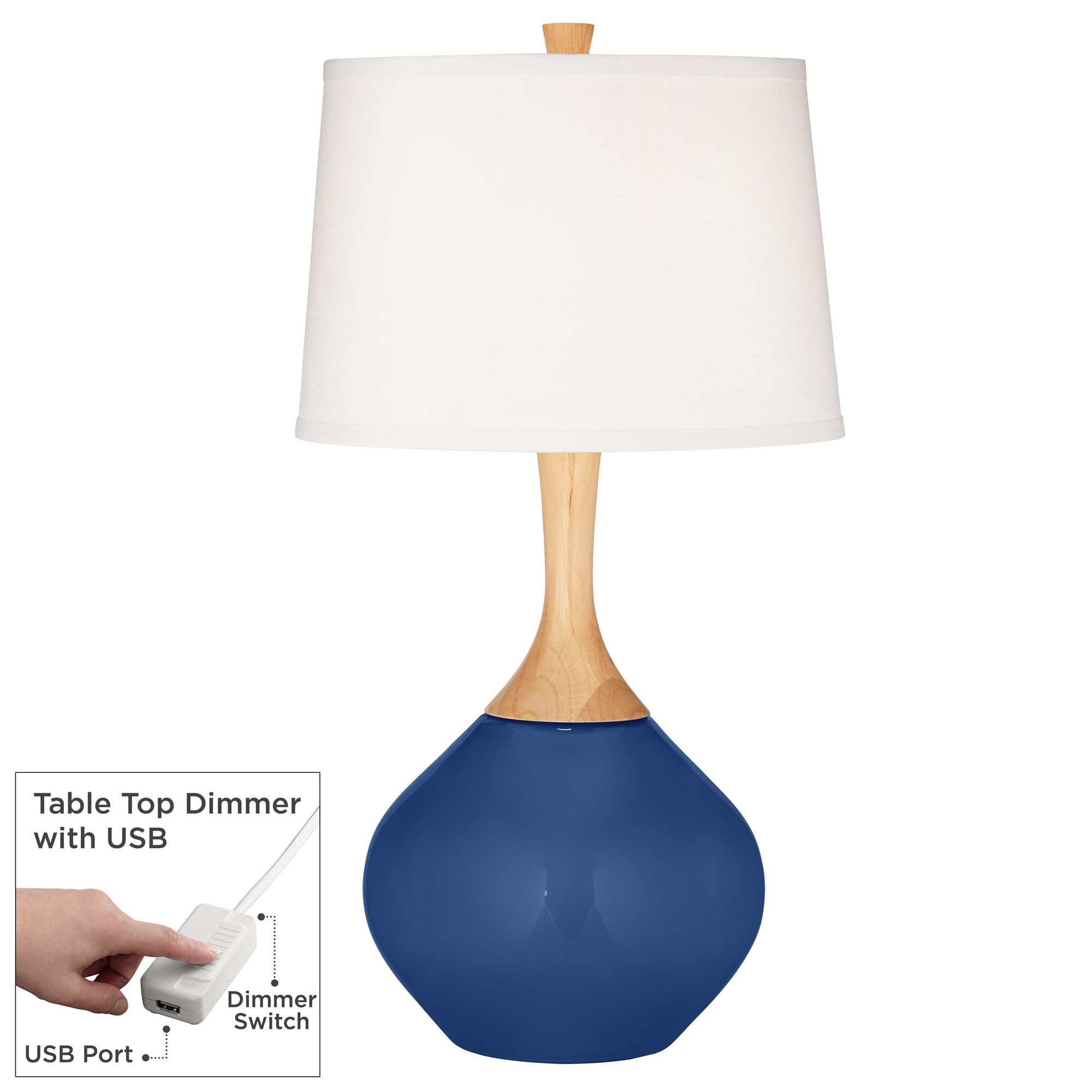 Image Color Plus Wexler 31" High Monaco Blue Table Lamp with USB Dimmer