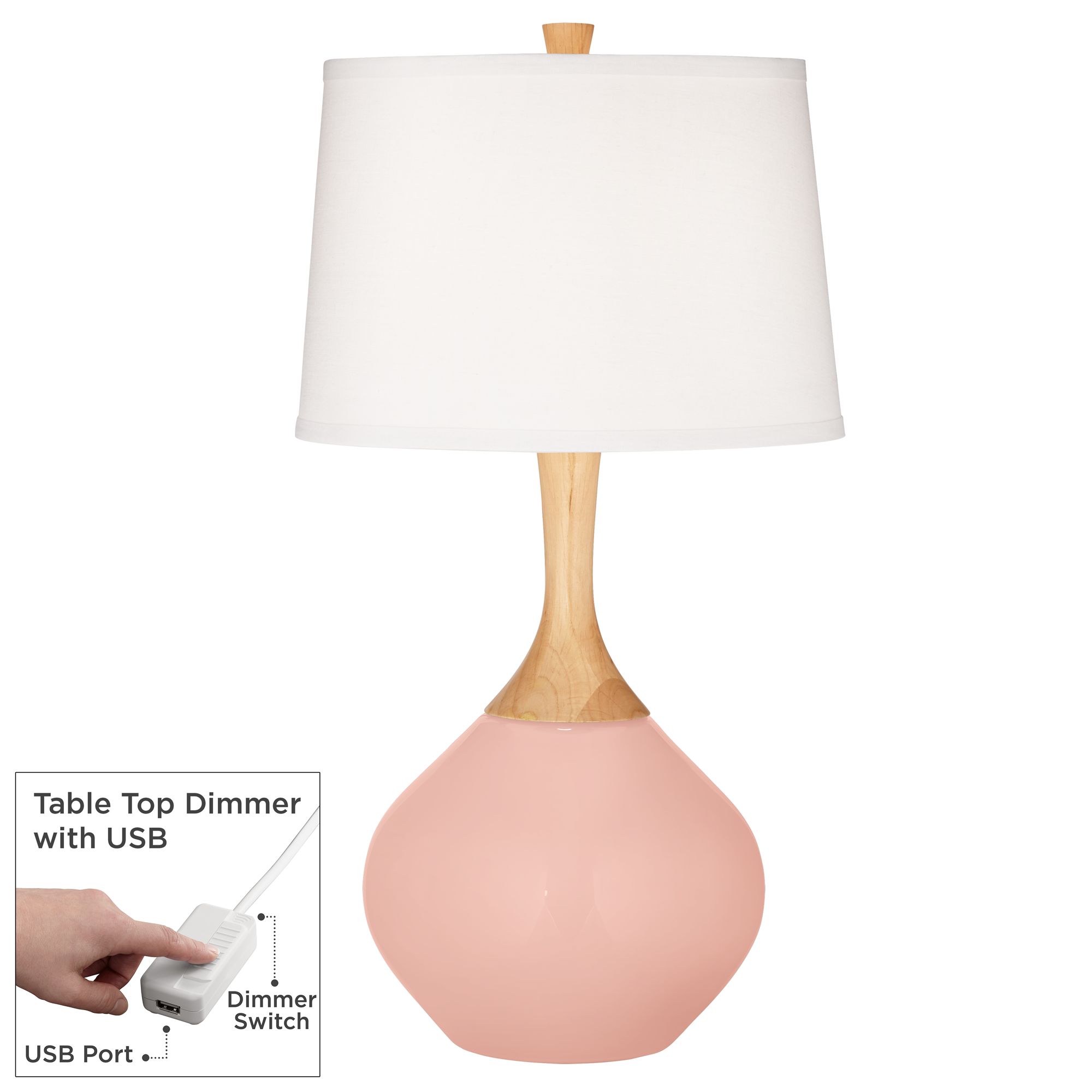 Image Color Plus Wexler 31" High Rose Pink Table Lamp with USB Dimmer