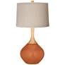 Color Plus Wexler 31" Linen and Robust Orange Glass Table Lamp