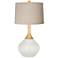 Color Plus Wexler 31" Linen and Winter White Glass Table Lamp