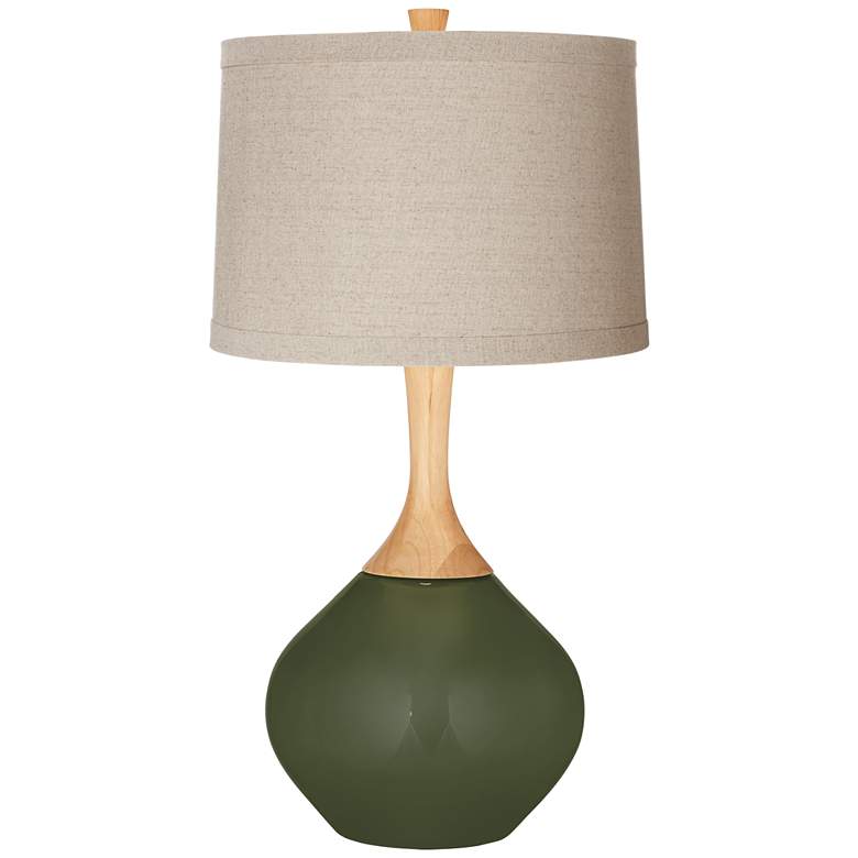 Image 1 Color Plus Wexler 31" Linen Drum Shade Secret Garden Green Table Lamp