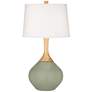 2_Color Plus Wexler 31" Linen Shade Evergreen Fog Green Table Lamp