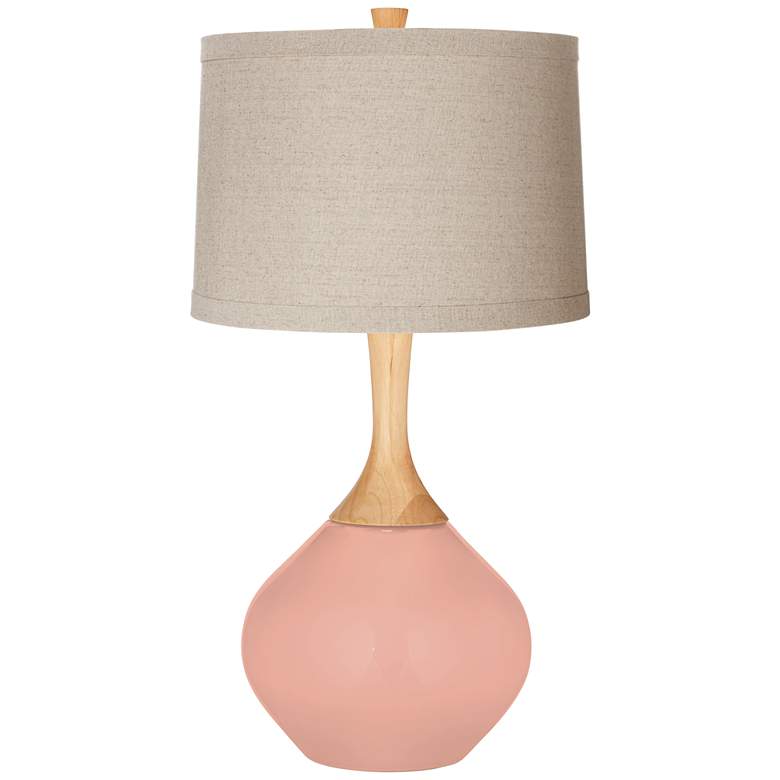 Image 1 Color Plus Wexler 31 inch Linen Shade Mellow Coral Pink Table Lamp