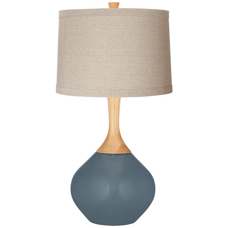 Image 1 Color Plus Wexler 31" Linen Shade Smoky Blue Table Lamp
