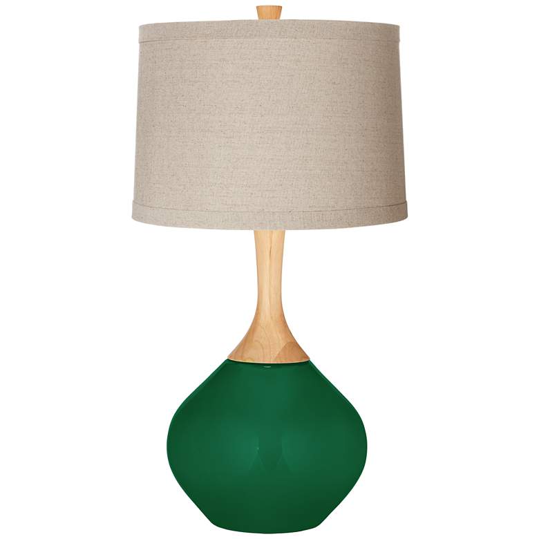Image 1 Color Plus Wexler 31 inch Natural Linen and Greens Color Table Lamp