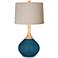 Color Plus Wexler 31" Natural Linen and Oceanside Blue Table Lamp