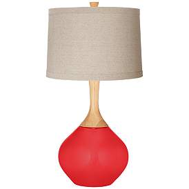 Image1 of Color Plus Wexler 31" Natural Linen Poppy Red Modern Table Lamp