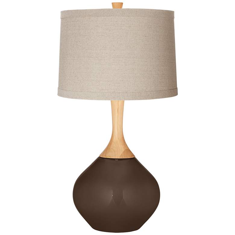 Image 1 Color Plus Wexler 31" Natural Linen Shade Carafe Brown Table Lamp