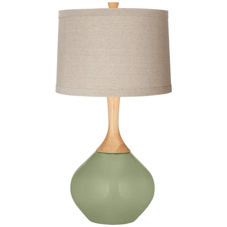 Image 1 Color Plus Wexler 31" Natural Linen Shade Majolica Green Table Lamp