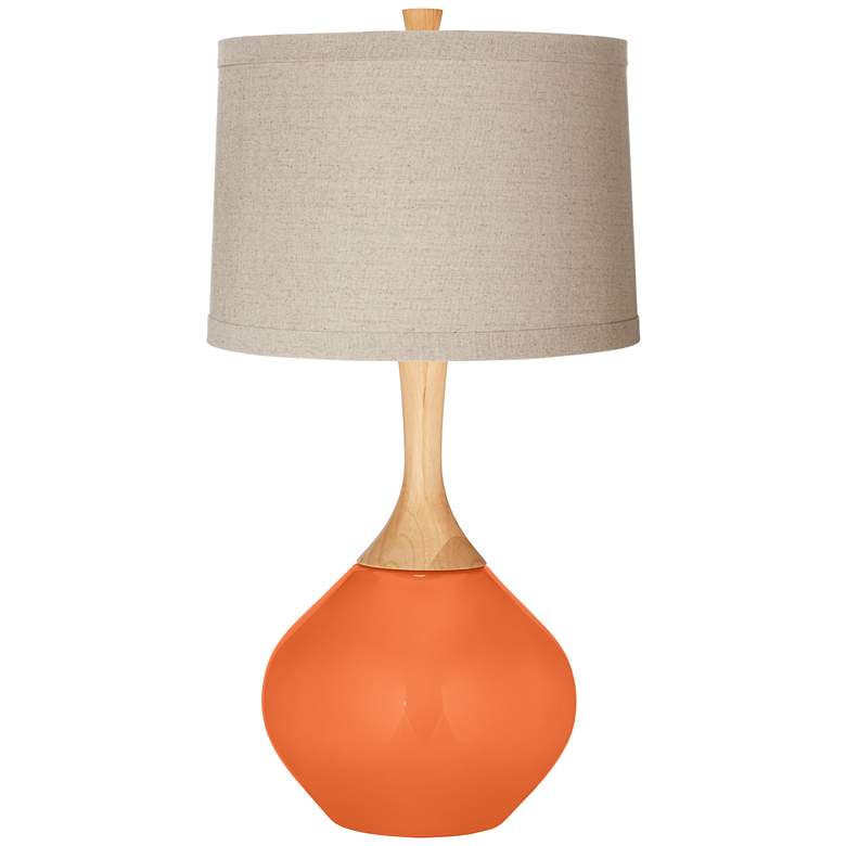 Image 1 Color Plus Wexler 31" Natural Linen Shade Nectarine Orange Table Lamp