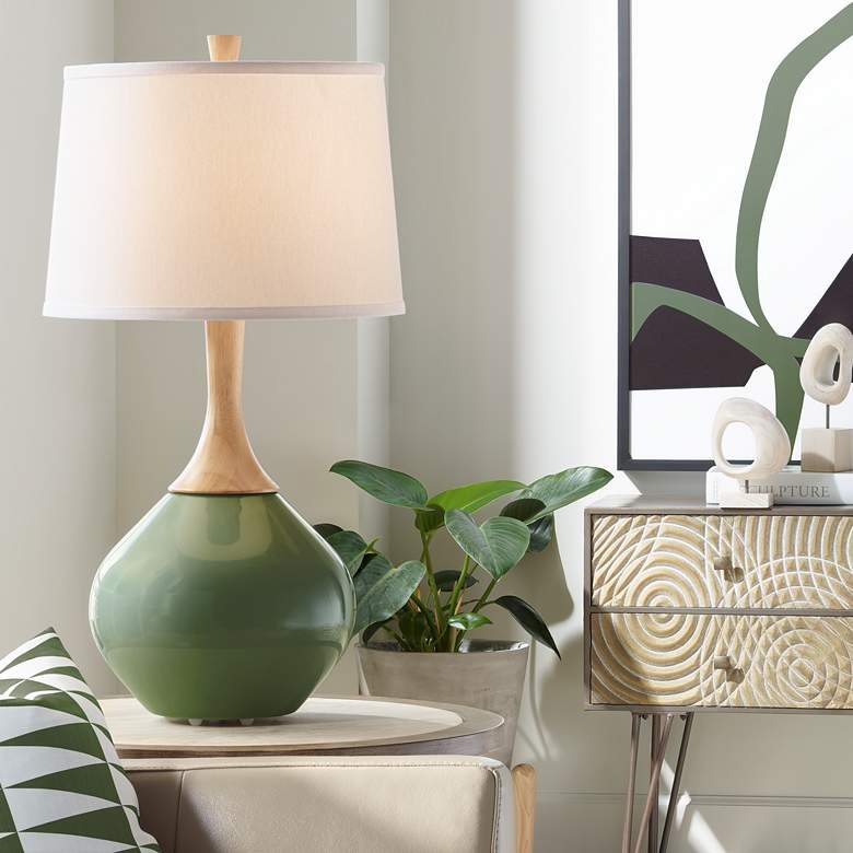 Image 1 Color Plus Wexler 31" Secret Garden Green Modern Table Lamp