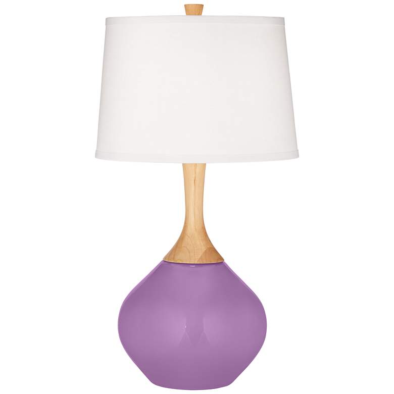 Image 2 Color Plus Wexler 31 inch White Shade African Violet Purple Table Lamp