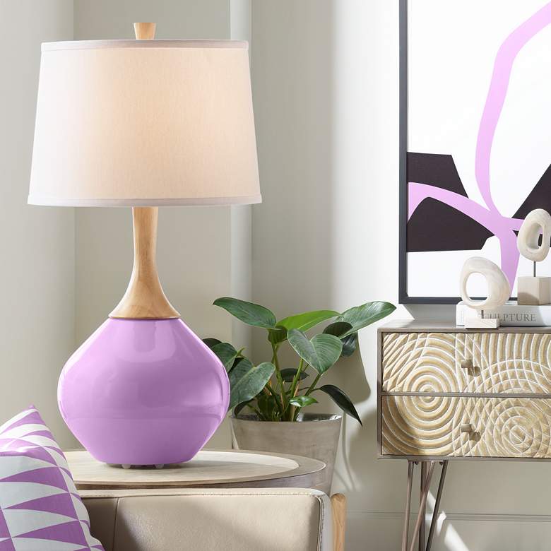 Image 1 Color Plus Wexler 31" White Shade African Violet Purple Table Lamp