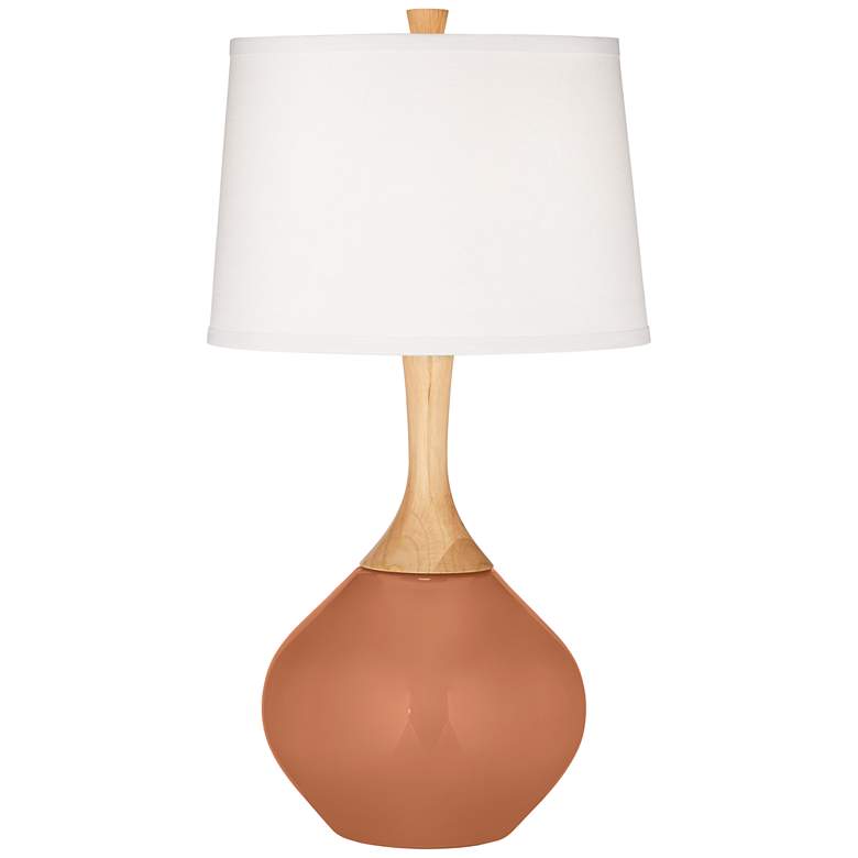Image 2 Color Plus Wexler 31 inch White Shade Baked Clay Brown Modern Table Lamp