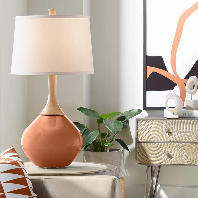 Image 1 Color Plus Wexler 31" White Shade Baked Clay Brown Modern Table Lamp