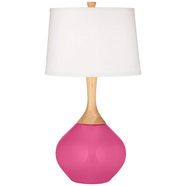 Image 2 Color Plus Wexler 31" White Shade Blossom Pink Modern Table Lamp
