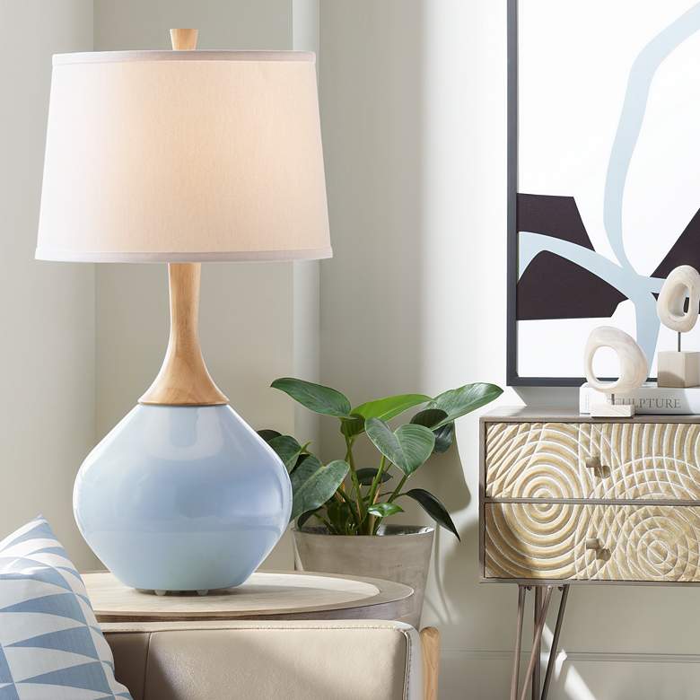 Image 1 Color Plus Wexler 31" White Shade Blue Sky Table Lamp