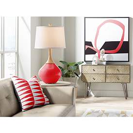 Image3 of Color Plus Wexler 31" White Shade Bright Red Table Lamp more views
