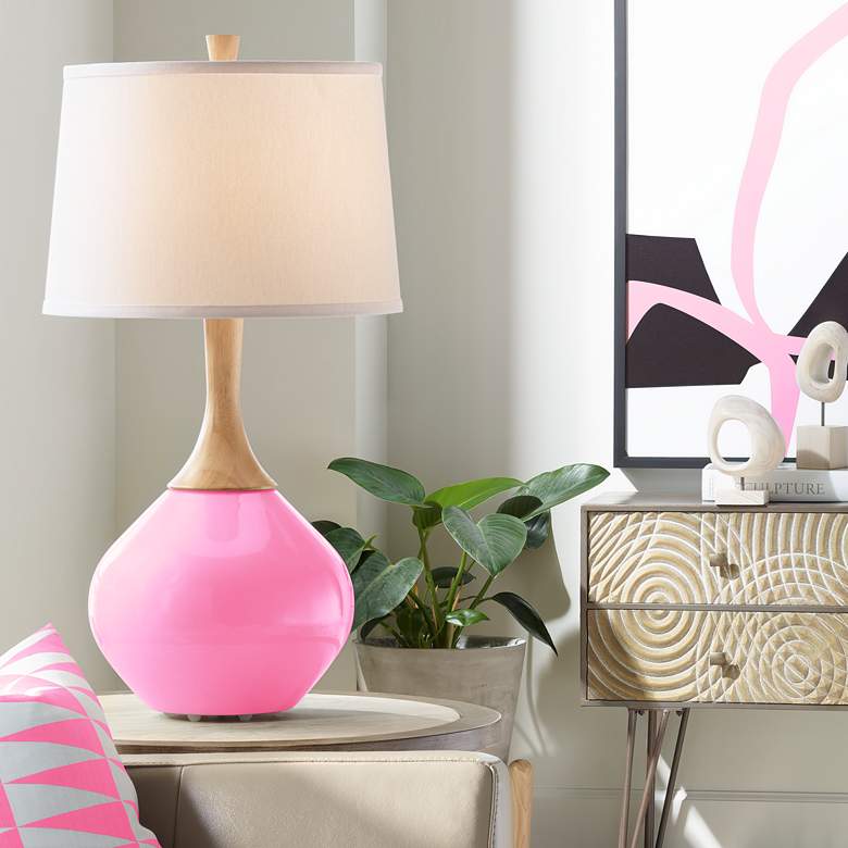 Image 1 Color Plus Wexler 31" White Shade Candy Pink Table Lamp