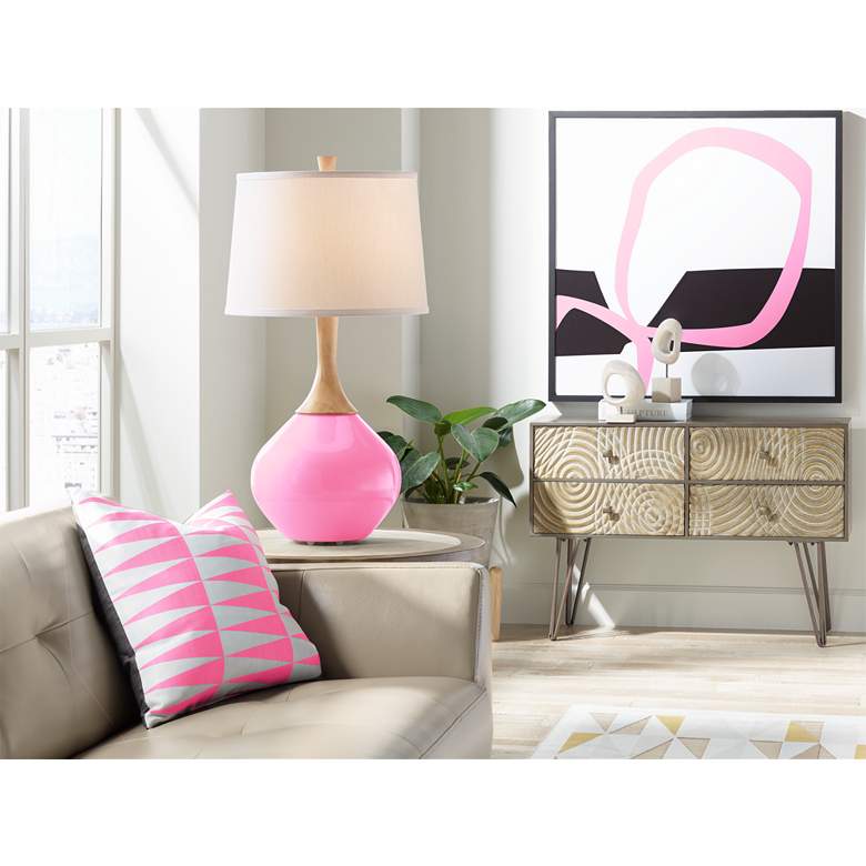 Image 3 Color Plus Wexler 31" White Shade Candy Pink Table Lamp more views