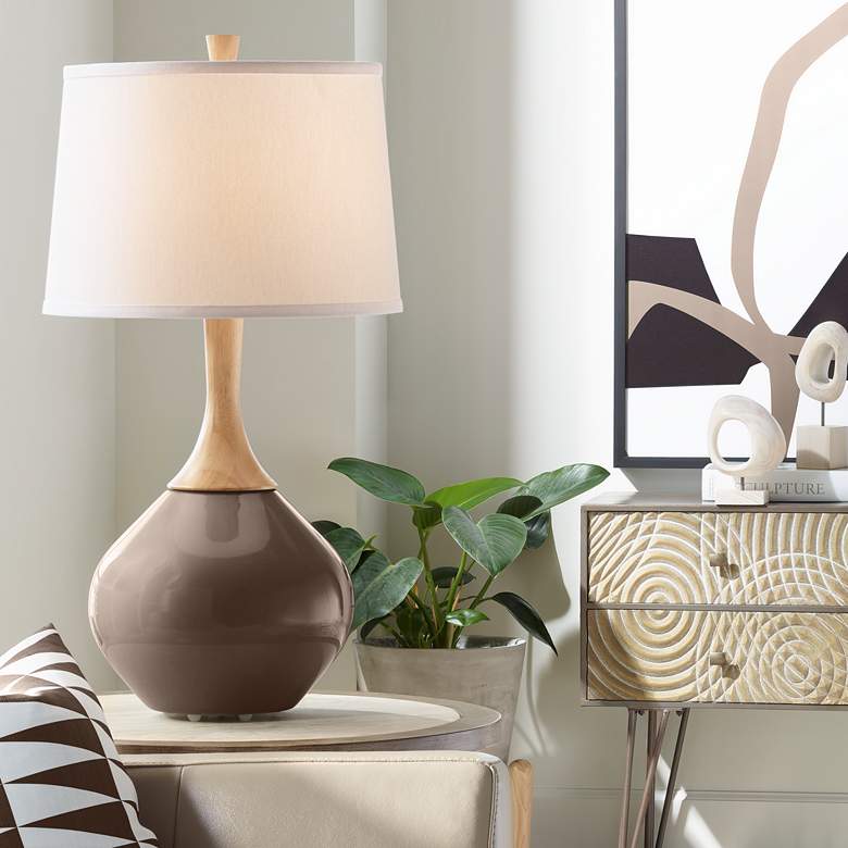 Image 1 Color Plus Wexler 31" White Shade Carafe Brown Table Lamp