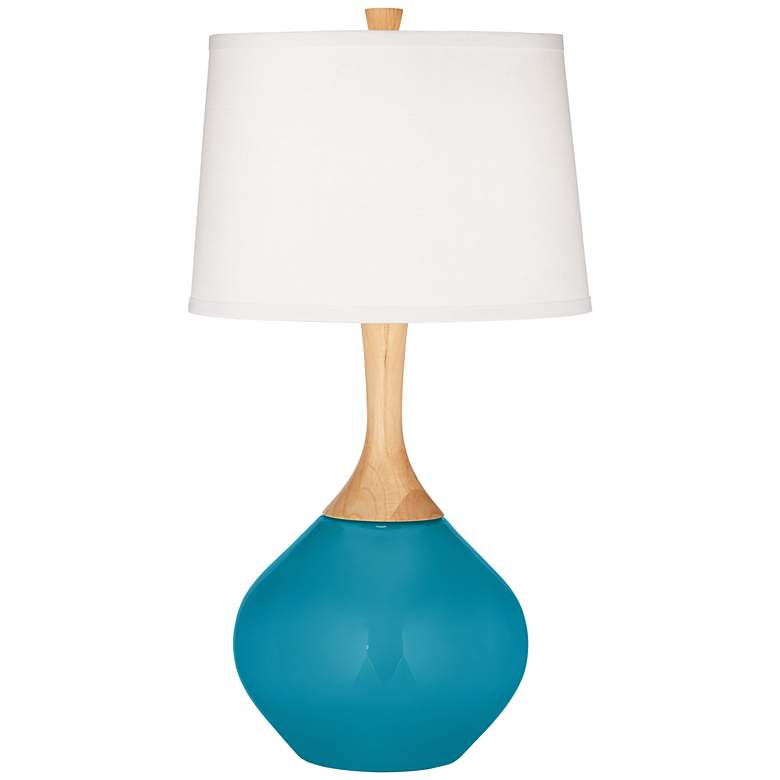 Image 2 Color Plus Wexler 31 inch White Shade Caribbean Sea Blue Table Lamp