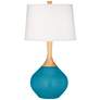 Color Plus Wexler 31" White Shade Caribbean Sea Blue Table Lamp