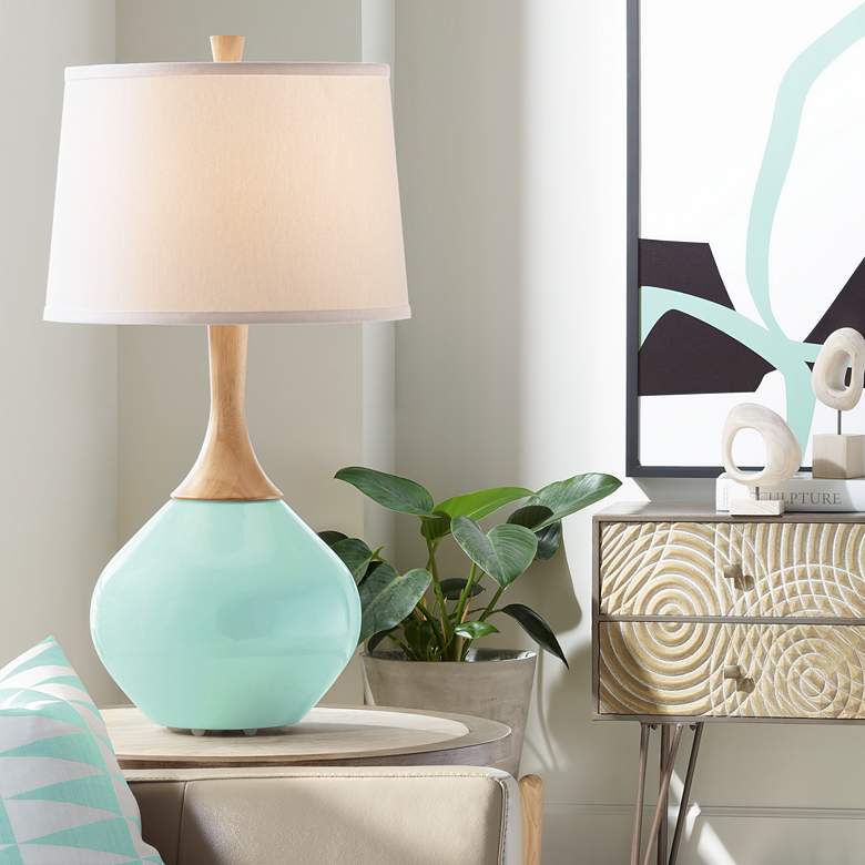Image 1 Color Plus Wexler 31" White Shade Cay Blue Table Lamp