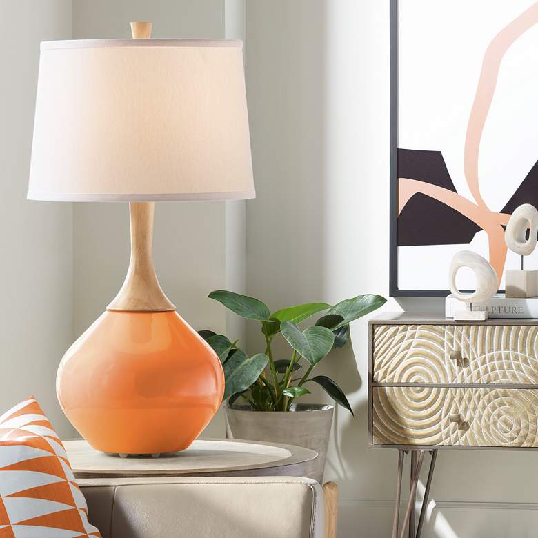 Image 1 Color Plus Wexler 31" White Shade Celosia Orange Modern Table Lamp