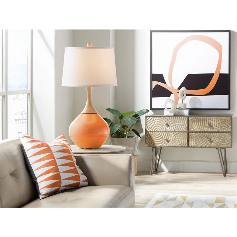Image 3 Color Plus Wexler 31 inch White Shade Celosia Orange Modern Table Lamp more views
