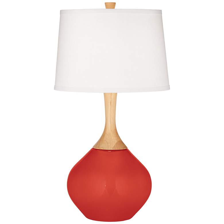 Image 2 Color Plus Wexler 31 inch White Shade Cherry Tomato Red Table Lamp