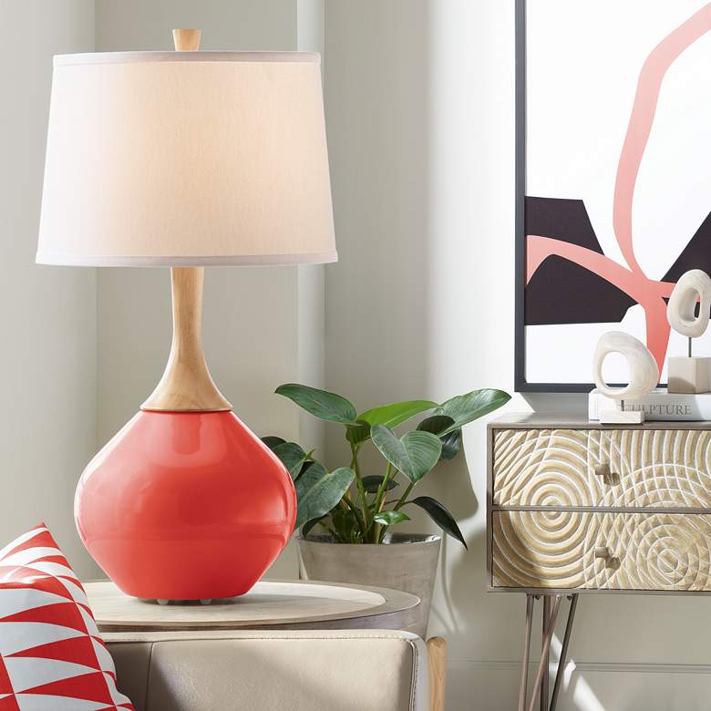 Image 1 Color Plus Wexler 31" White Shade Cherry Tomato Red Table Lamp