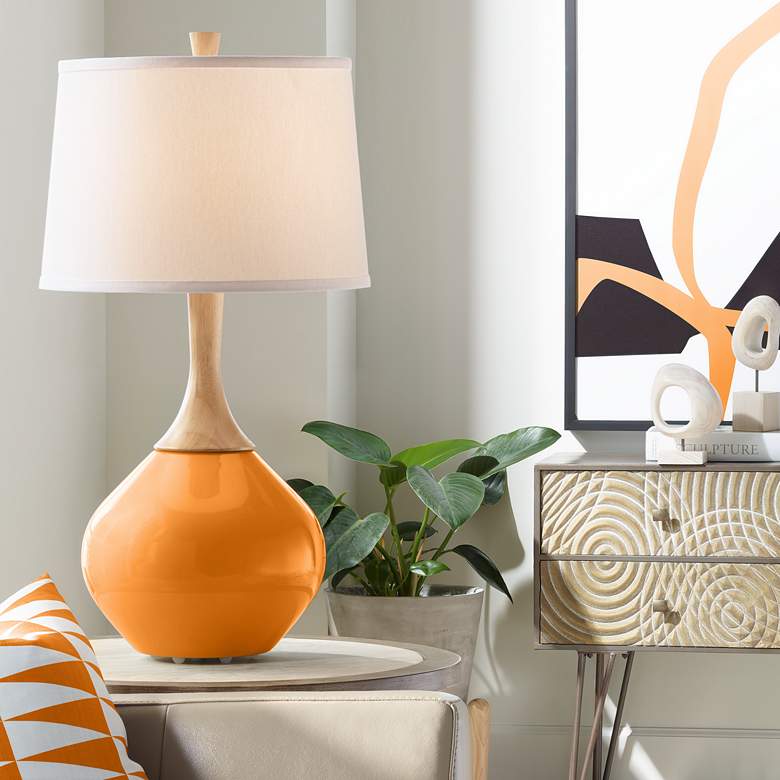 Image 1 Color Plus Wexler 31" White Shade Cinnamon Spice Modern Table Lamp