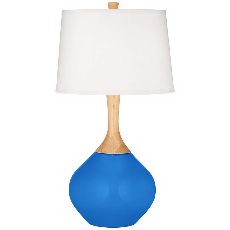 Image 2 Color Plus Wexler 31 inch White Shade Coastal Royal Blue Table Lamp