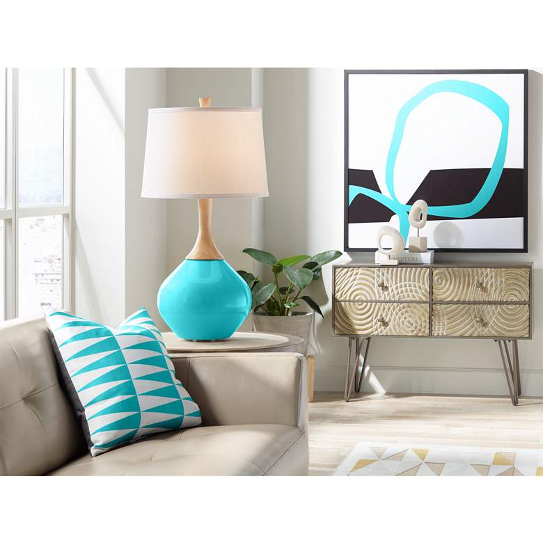 Image 3 Color Plus Wexler 31 inch White Shade Coastal Surfer Blue Table Lamp more views