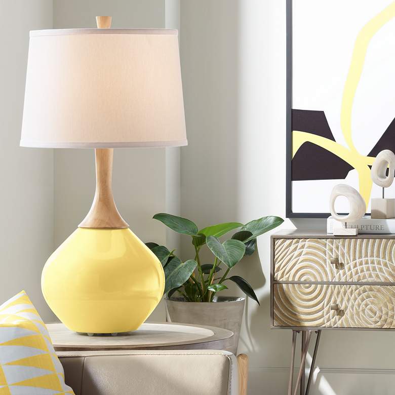 Image 1 Color Plus Wexler 31" White Shade Daffodil Yellow Table Lamp