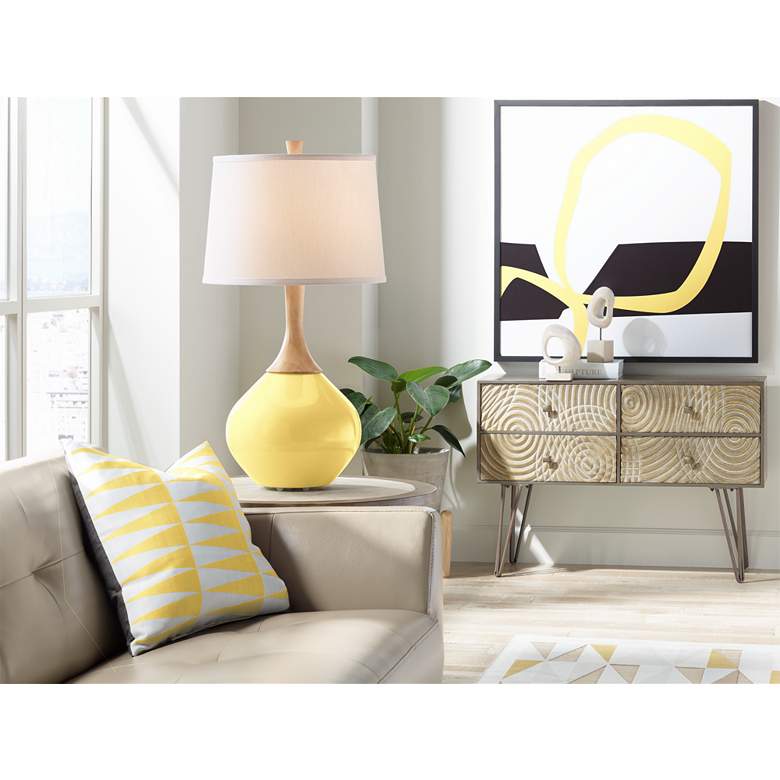 Image 4 Color Plus Wexler 31 inch White Shade Daffodil Yellow Table Lamp more views