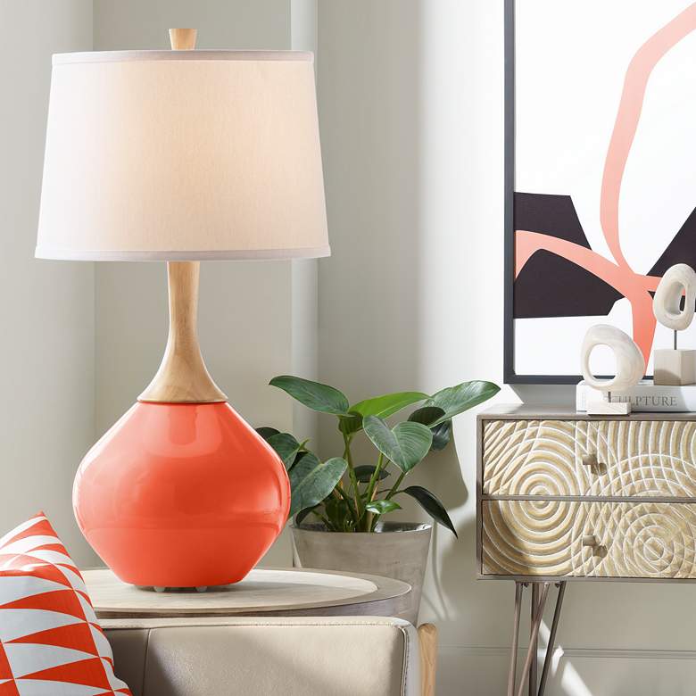 Image 1 Color Plus Wexler 31" White Shade Daredevil Red Table Lamp