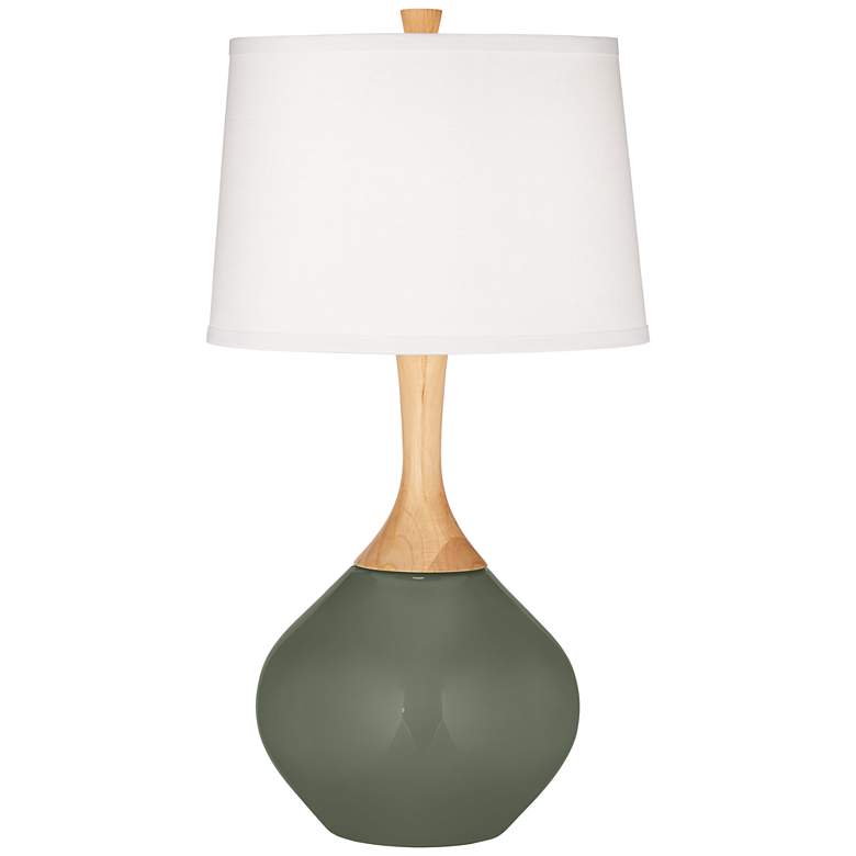Image 2 Color Plus Wexler 31 inch White Shade Deep Lichen Green Table Lamp
