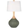 Color Plus Wexler 31" White Shade Deep Lichen Green Table Lamp