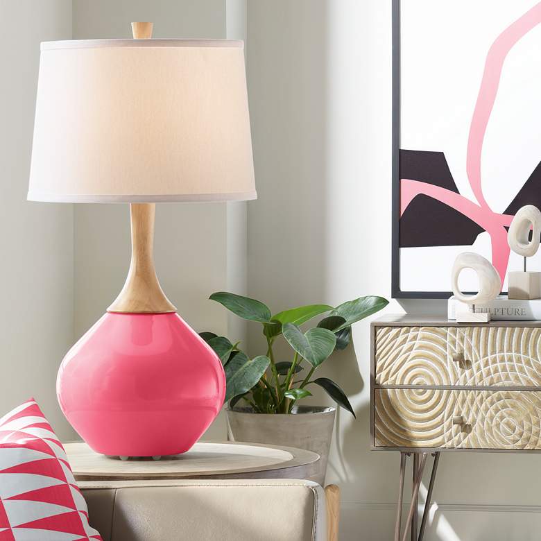 Image 1 Color Plus Wexler 31" White Shade Eros Pink Table Lamp