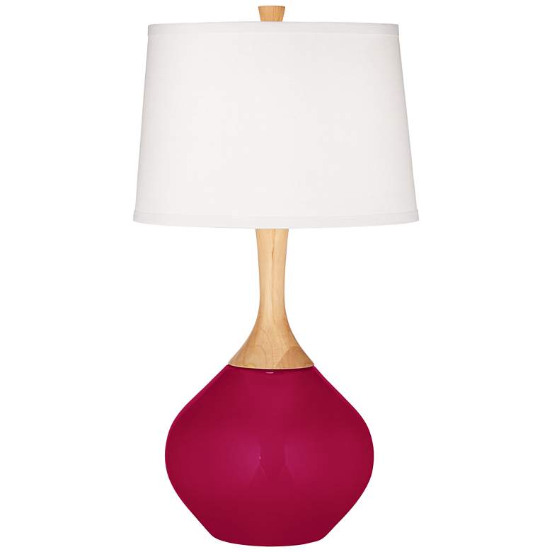 Image 2 Color Plus Wexler 31 inch White Shade French Burgundy Red Table Lamp