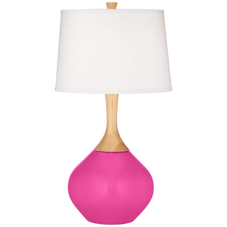 Image 2 Color Plus Wexler 31 inch White Shade Fuchsia Pink Table Lamp