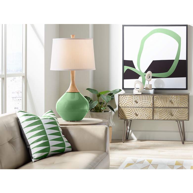 Image 3 Color Plus Wexler 31 inch White Shade Garden Grove Green Modern Table Lamp more views