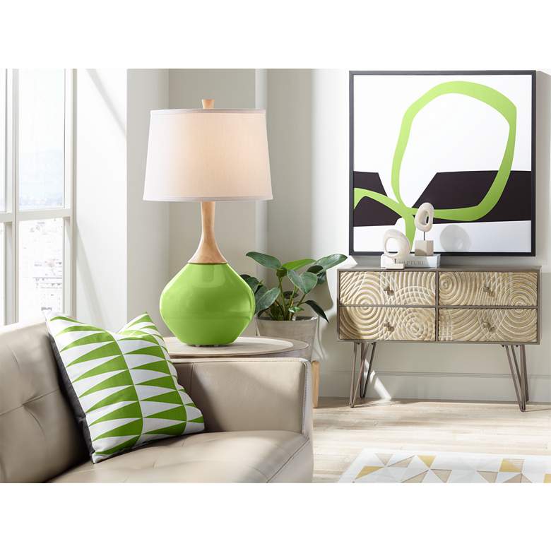 Image 3 Color Plus Wexler 31" White Shade Gecko Green Modern Table Lamp more views
